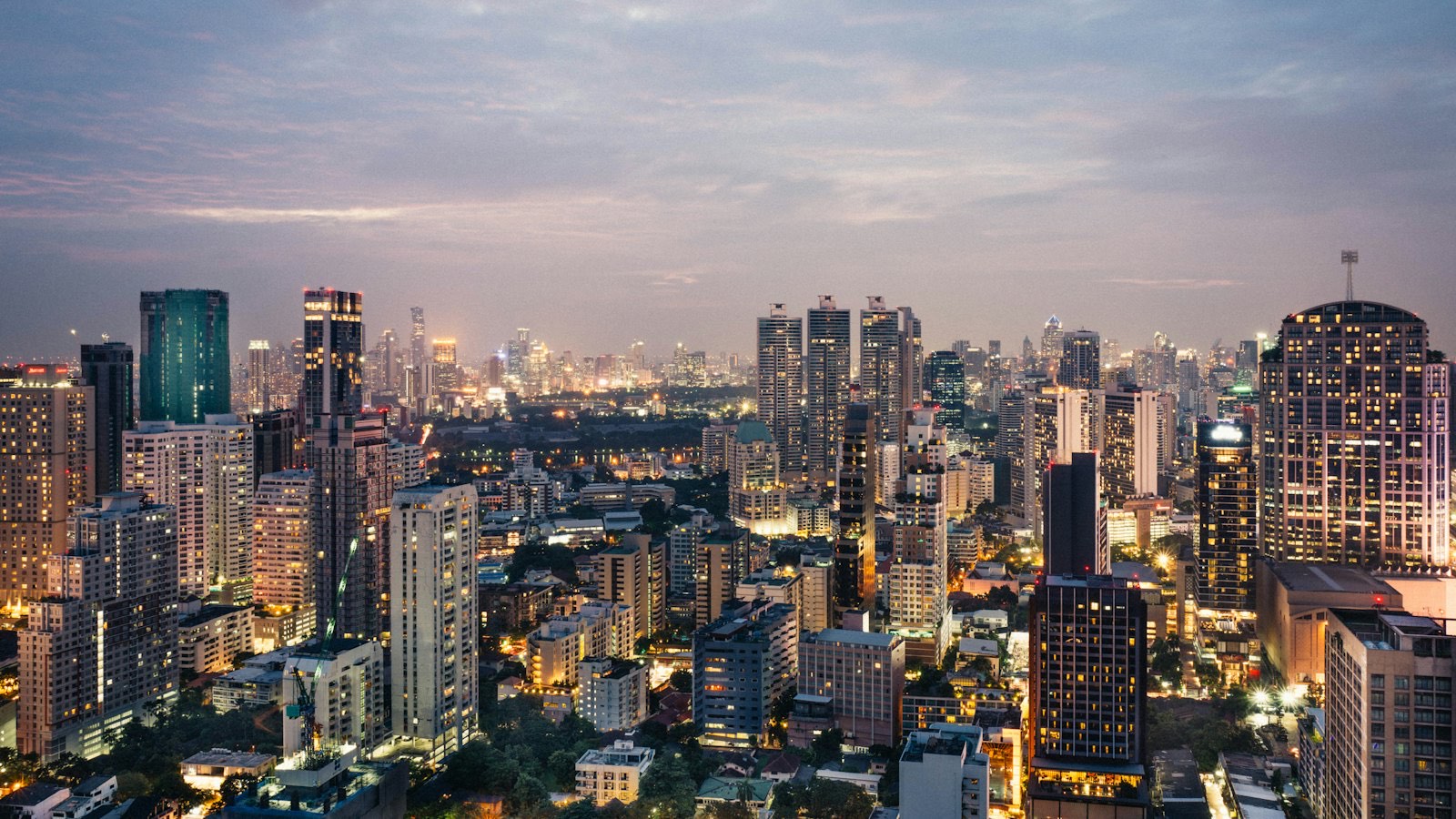 Bangkok skyline at dusk